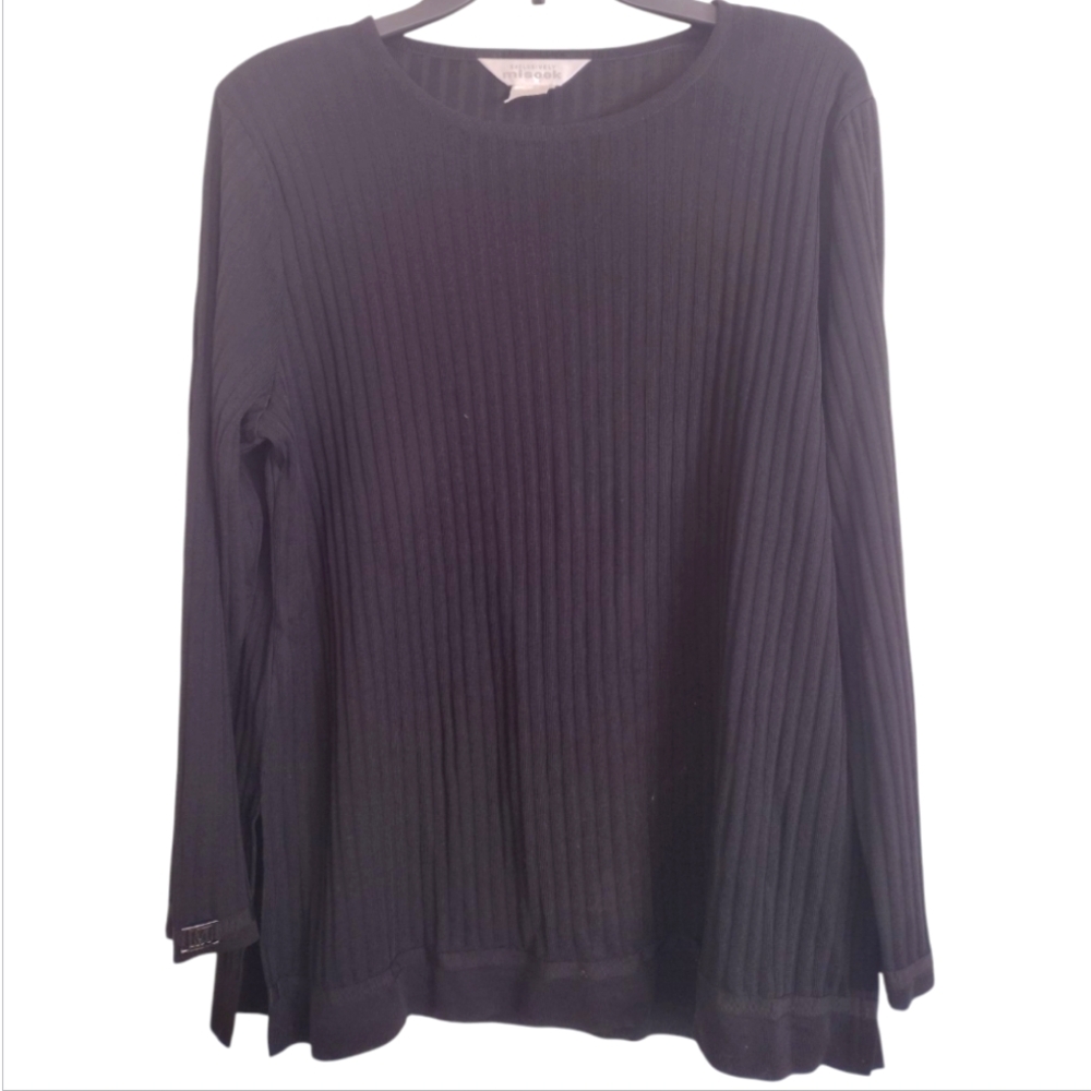 Exclusive Misook Black Ribbed Sweater Shoulder Pads Size XL